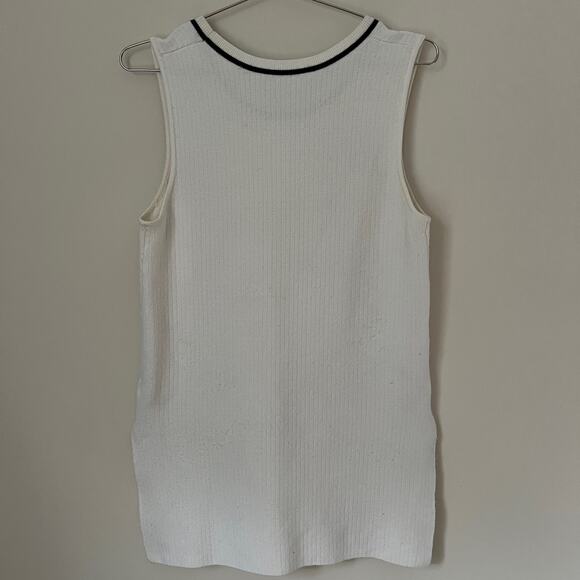 Athleta On the Town Cream with Black Trim Ribbed Knit Sweater Tunic Top Size M - Picture 4 of 16